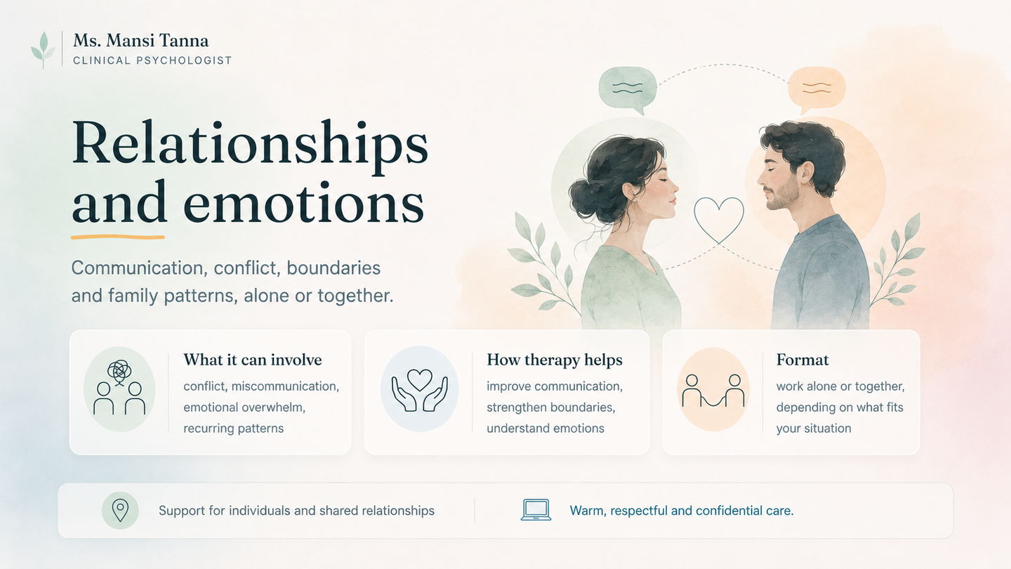 Watercolour illustration of two people facing each other with speech bubbles above them and a heart between them